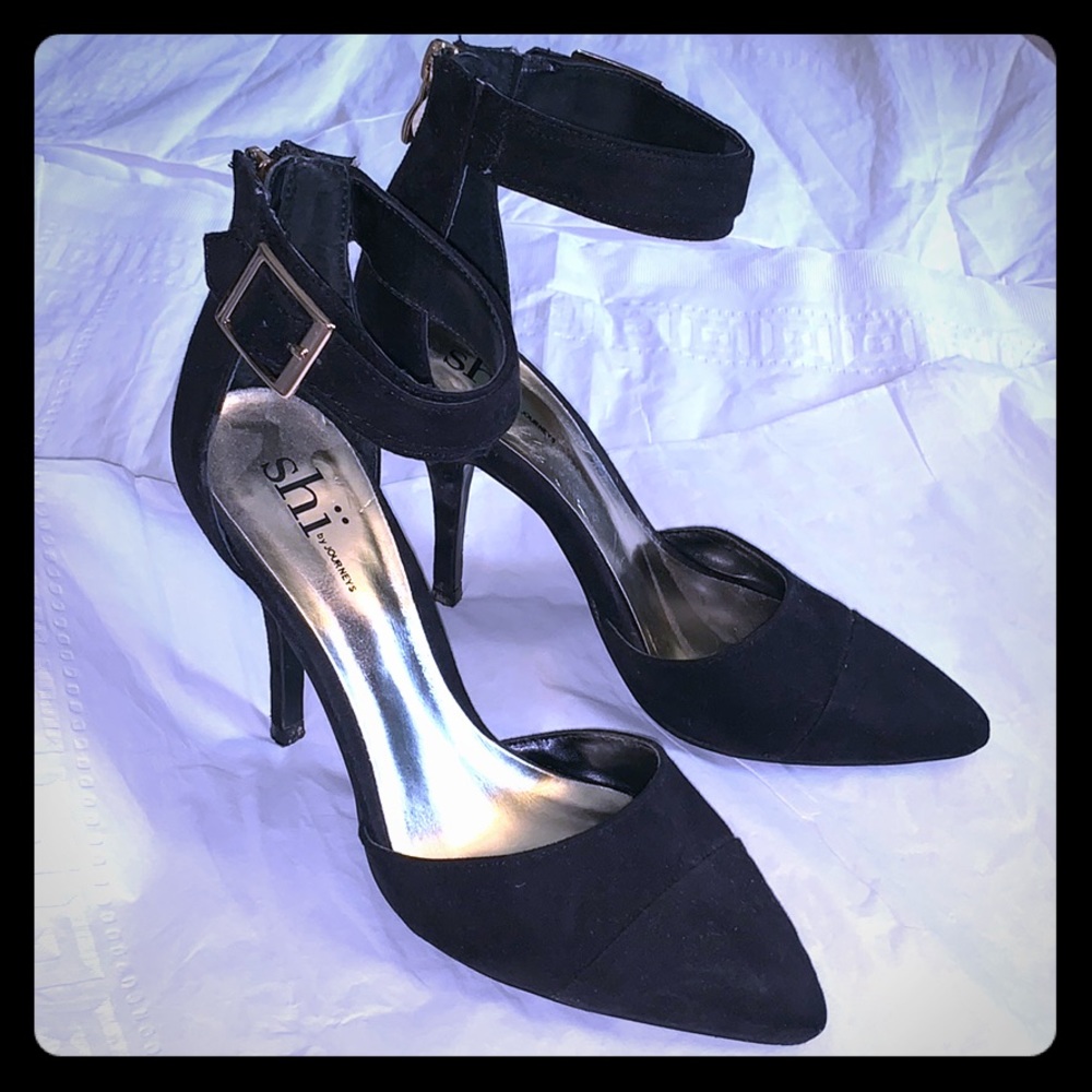 Shi by JOURNEYS Black Ankle Strap Heels